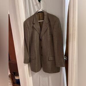 Zino made in Italy brown three button mens wool silk sport coat size 42 regular